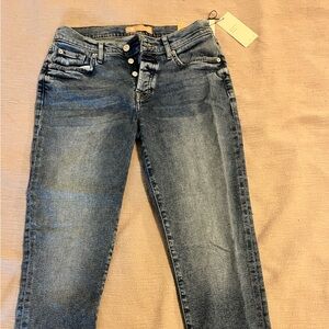 7 For All Mankind Women's Washed Blue Straight Leg Jeans